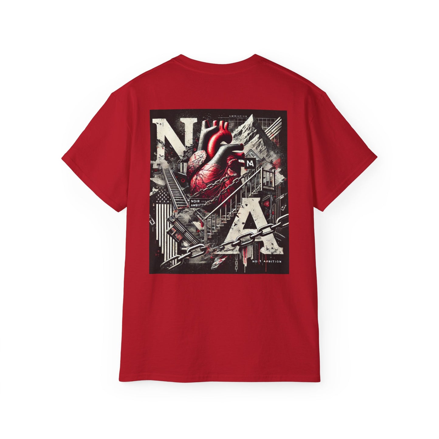 Noir Ambition Graphic Tee - Artistic Graphic Heart Design