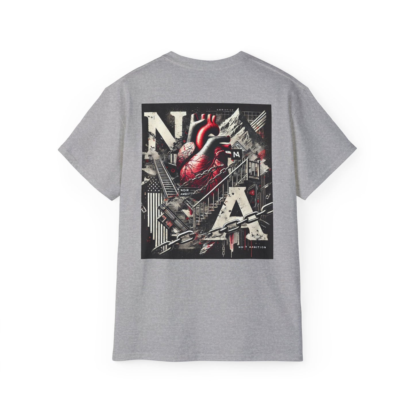 Noir Ambition Graphic Tee - Artistic Graphic Heart Design