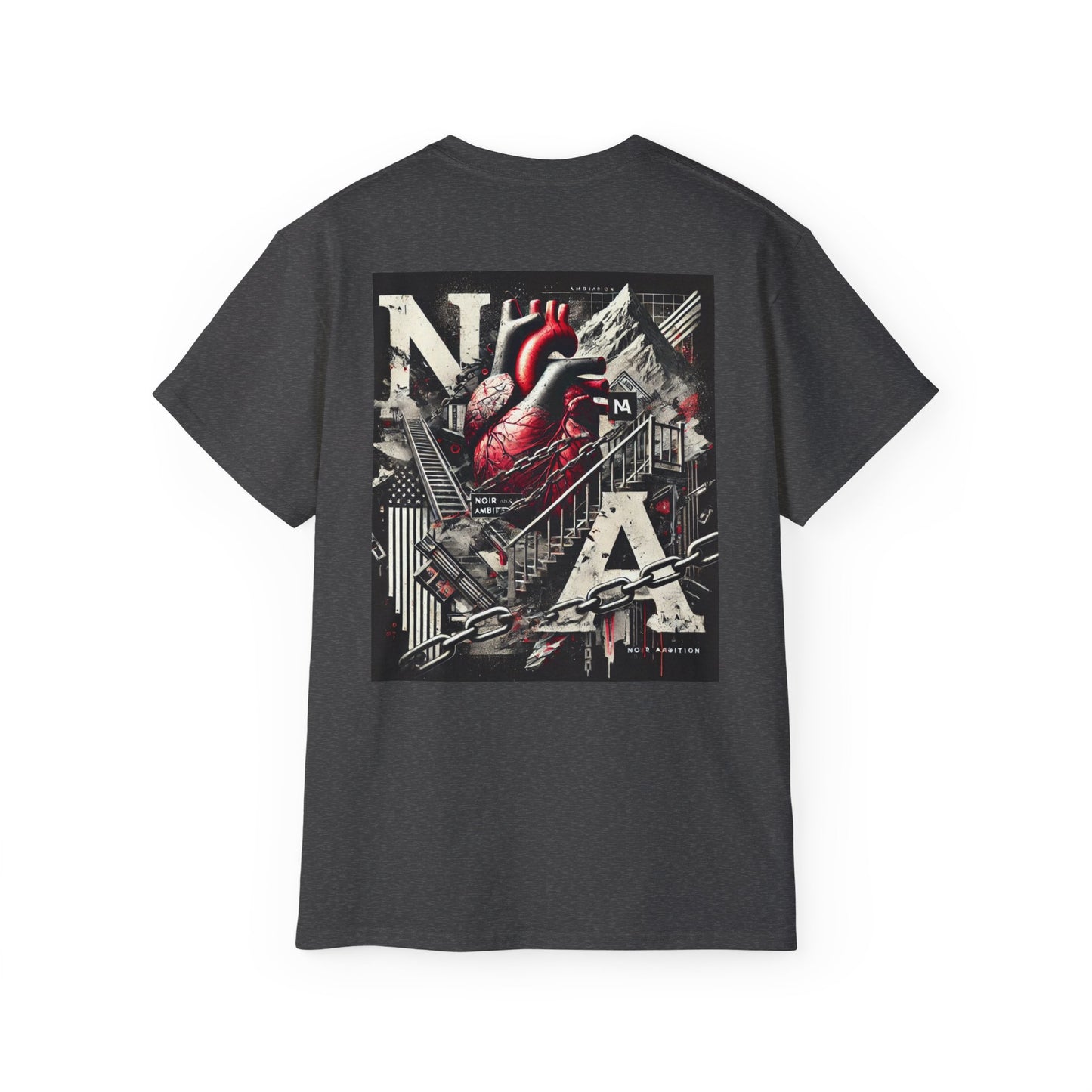 Noir Ambition Graphic Tee - Artistic Graphic Heart Design