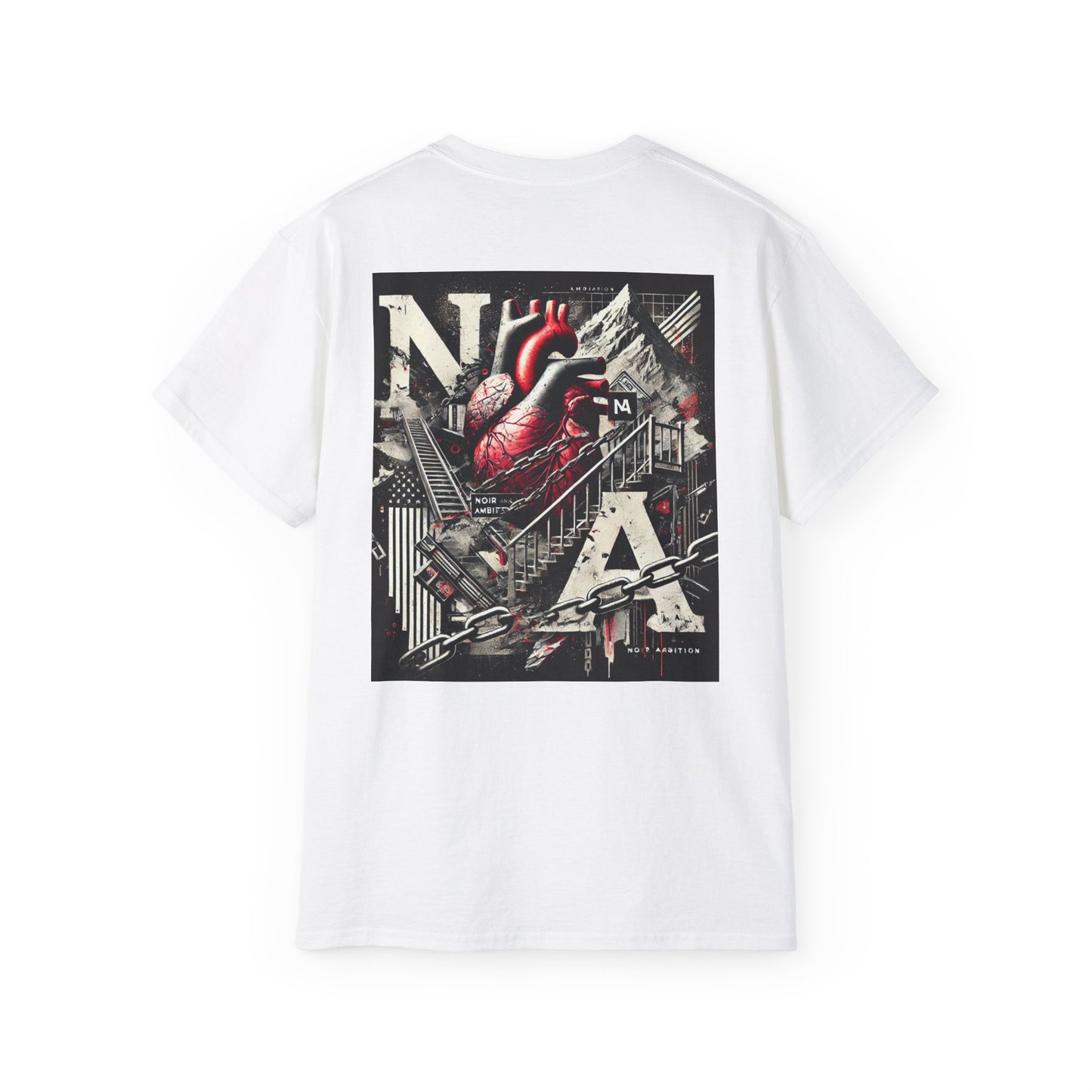 Noir Ambition Graphic Tee - Artistic Graphic Heart Design