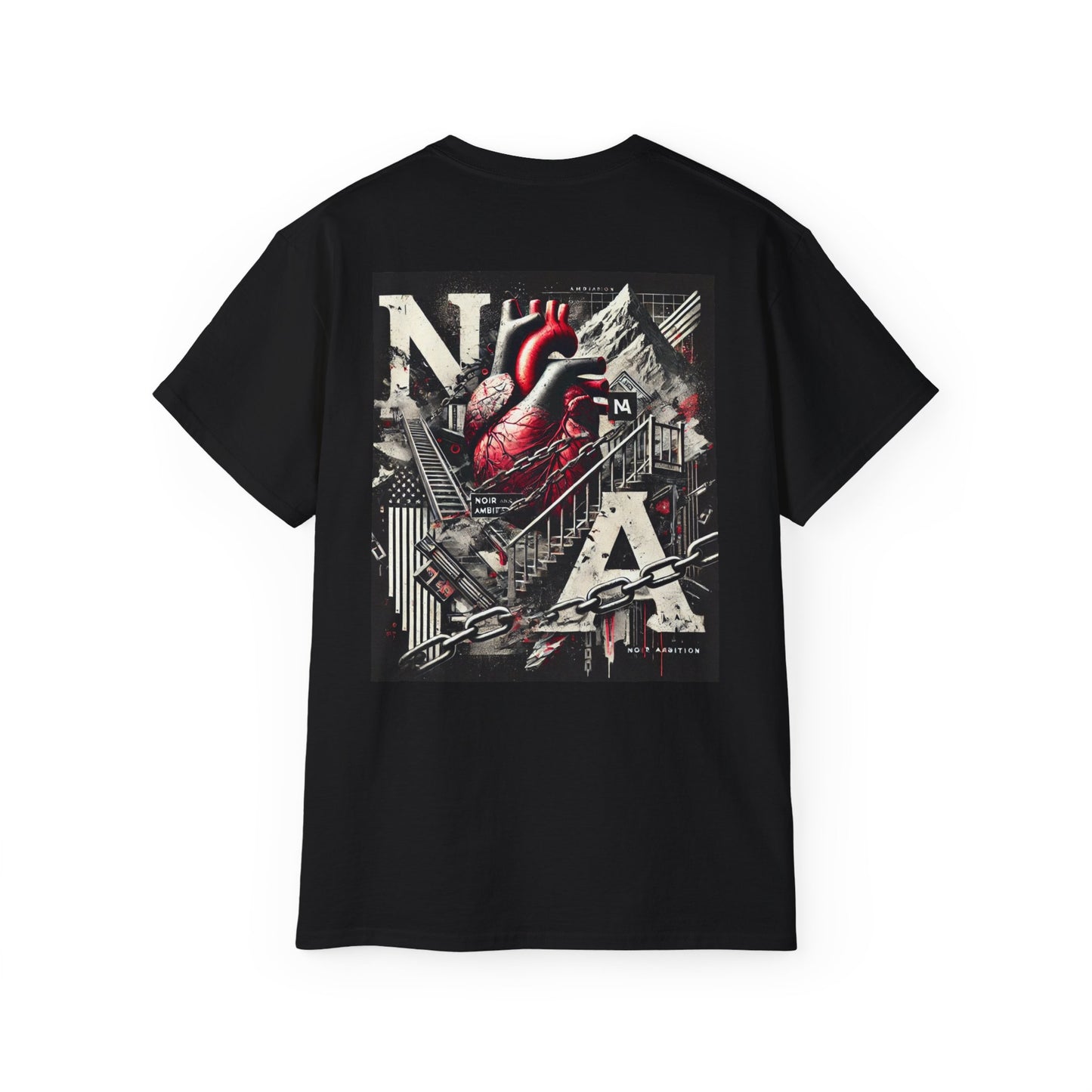 Noir Ambition Graphic Tee - Artistic Graphic Heart Design